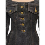 GANNI Jackets Black with front button fastening, peplum waist, and chest flap pockets in denim cotton fabric
