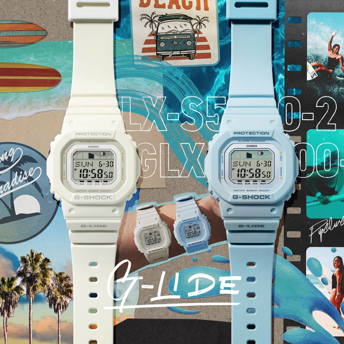 CASIO G-SHOCK Mod. G-LIDE Mid-Blue - SURF TIDE GRAPHS WATCHES