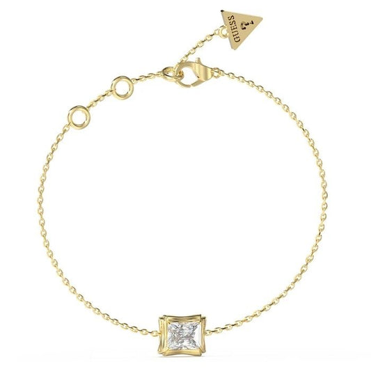 GUESS JEWELS JEWELRY Mod. JUBB05171JWYGS gold bracelet with single square gem and triangle tag