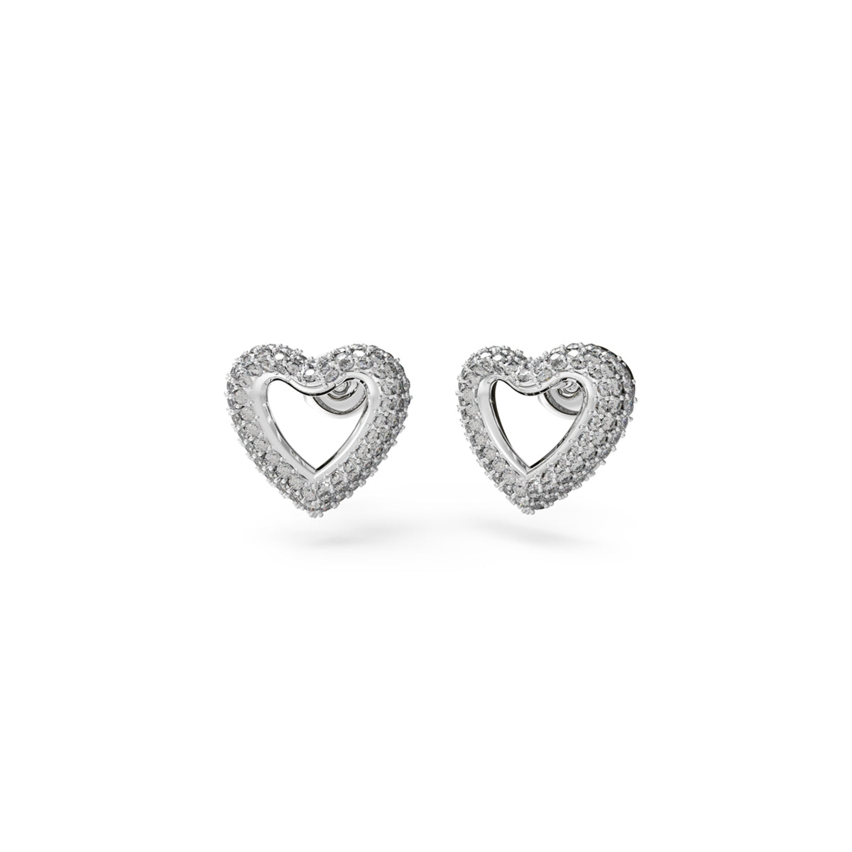 GUESS JEWELS JEWELRY Mod. JUBE05028JWRHT-U heart-shaped silver earrings with intricate detailing.