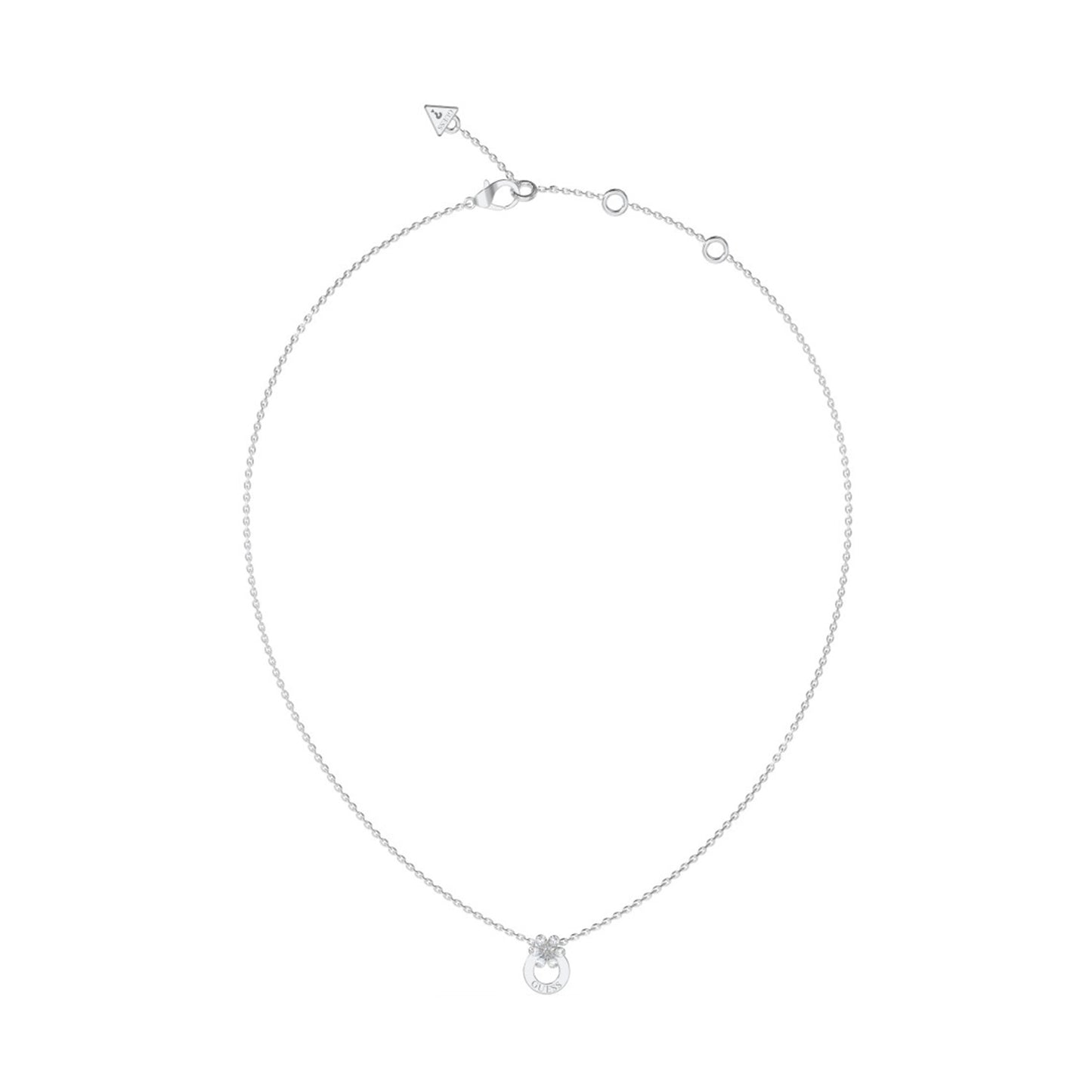 GUESS JEWELS JEWELRY Mod. JUBN05107JWRHT-U necklace with elegant silver chain and pendant.