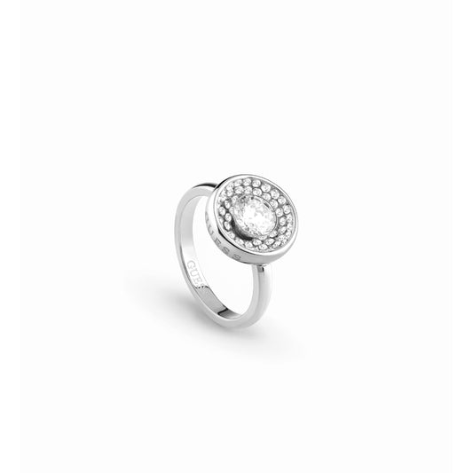 Elegant silver ring from GUESS JEWELS JEWELRY Mod. JUBR03397JWRH54 featuring sparkling gemstones and intricate design.
