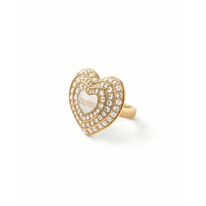 Alt Tag: Heart-shaped ring with crystals, GUESS JEWELS JEWELRY Mod. JUBR04016JWYGWH56