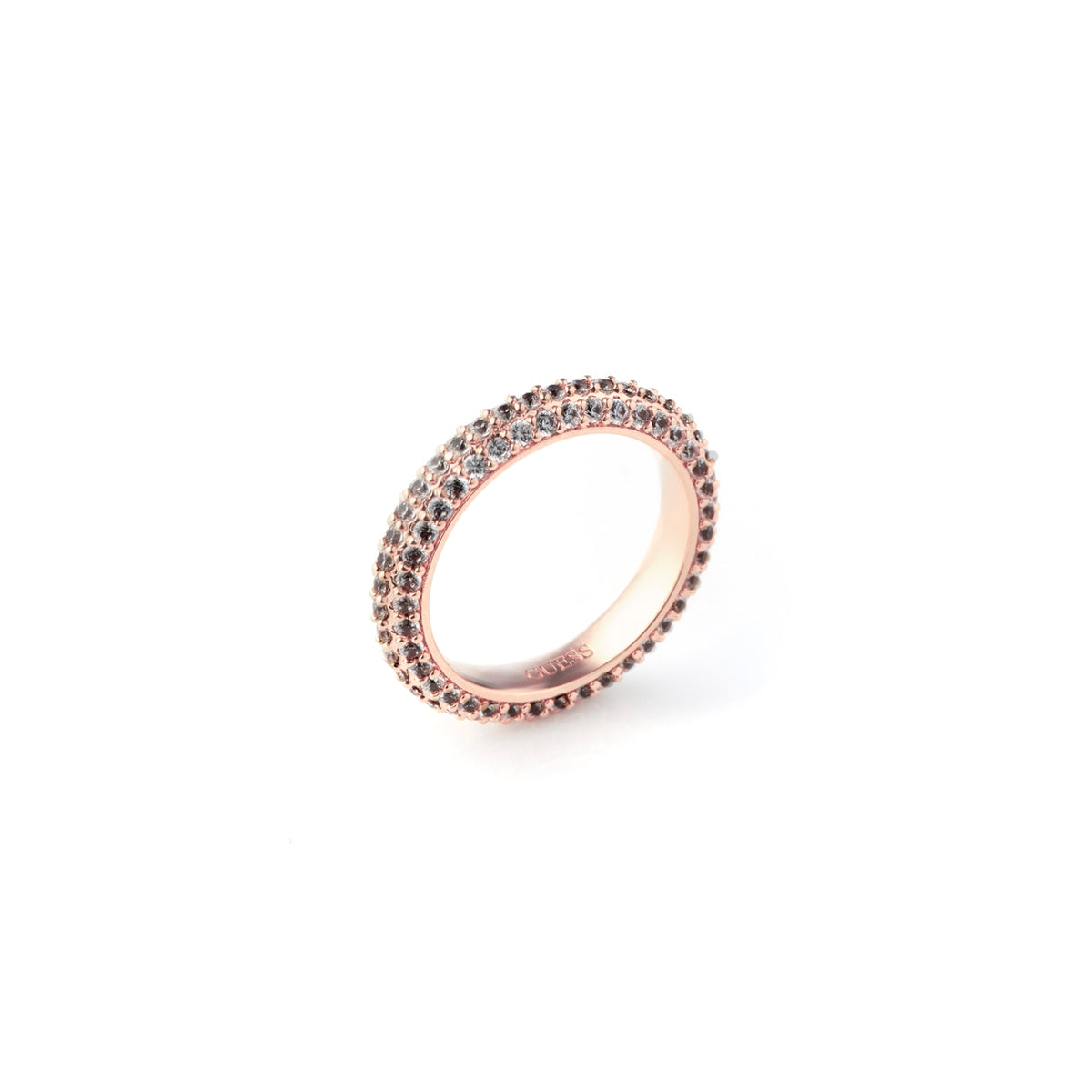 Alt Tag: GUESS JEWELS JEWELRY Mod. JUBR04672JWRGBK56 rose gold ring with sparkling stones