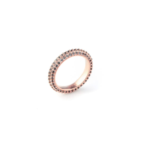 Alt Tag: GUESS JEWELS JEWELRY Mod. JUBR04672JWRGBK56 rose gold ring with sparkling stones