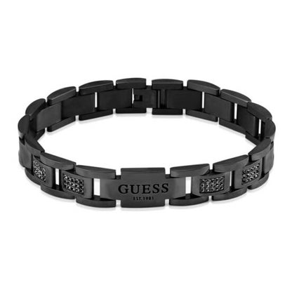 GUESS JEWELS JEWELRY Mod. JUMB01342JWGMBKT-U black bracelet with engraved logo