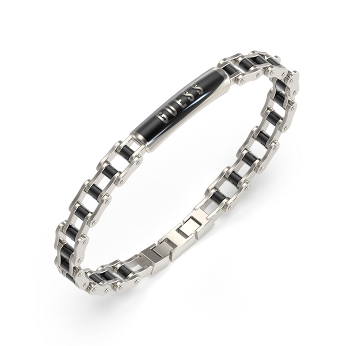GUESS JEWELS JEWELRY Mod. JUMB04412JWSTGMT-U silver bracelet with black accents