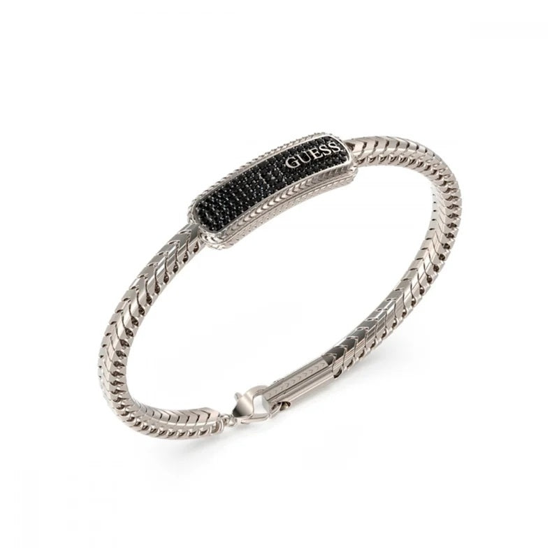 GUESS JEWELS JEWELRY Mod. JUMB05018JWSTBKS silver bracelet with black detailing, elegantly designed for sophisticated fashion enthusiasts.