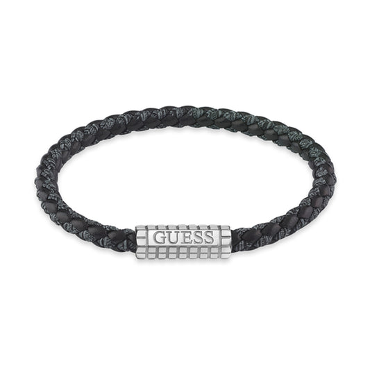 GUESS JEWELS JEWELRY Mod. JUMB05036JWSTBKS black braided bracelet with silver GUESS logo