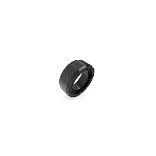 Black ring from GUESS JEWELS JEWELRY Mod. JUMR04041JWBK62 collection showcasing a sleek design.