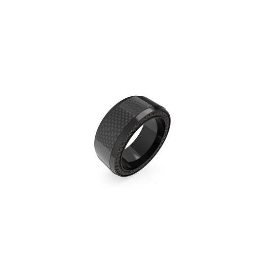GUESS JEWELS JEWELRY Mod. JUMR04041JWBK64 black stylish ring with textured design