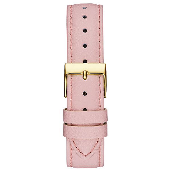 Pink leather watch strap with gold-tone buckle
