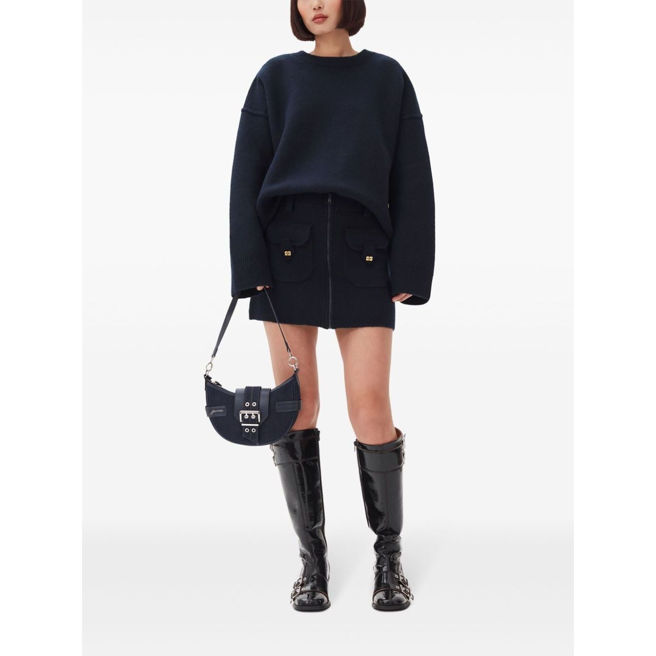 Ganni Buckle small denim cross-body bag Shoulder