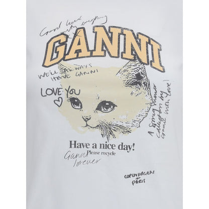 Ganni White Cotton T-Shirt