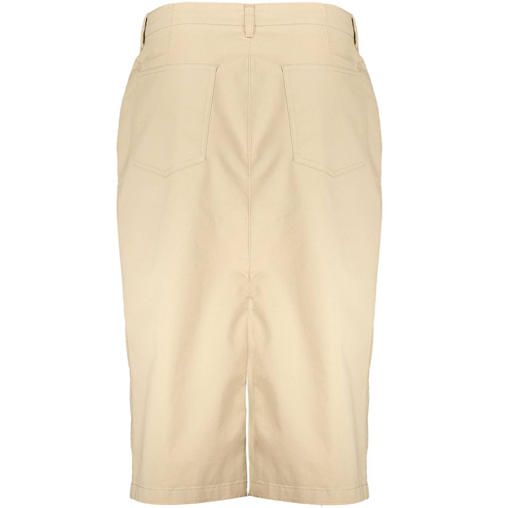 Gant Beige Cotton Women Skirt, back view showcasing pockets, ideal for chic day-to-night transitions.