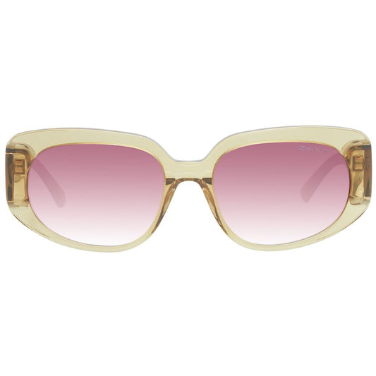 Gant Brown Women Sunglass with brown full-rim plastic frame and purple gradient lenses, size 53-17-140, includes branded case.
