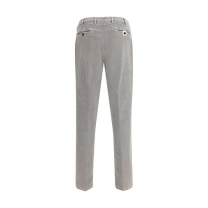 Germano Gray Cotton Casual Pants featuring straight cut, corduroy fabric, belt loops, zipper closure, and classic style for AW25.