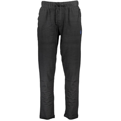Gianmarco Venturi Black Cotton Pant with elastic waist, laces, two pockets, contrast details, embroidery, and logo.