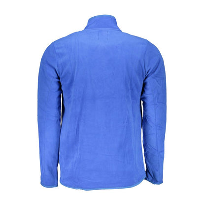 Gianmarco Venturi Blue Polyester Sweatshirt with long sleeves, zip, 2 pockets, embroidery, logo, back view.