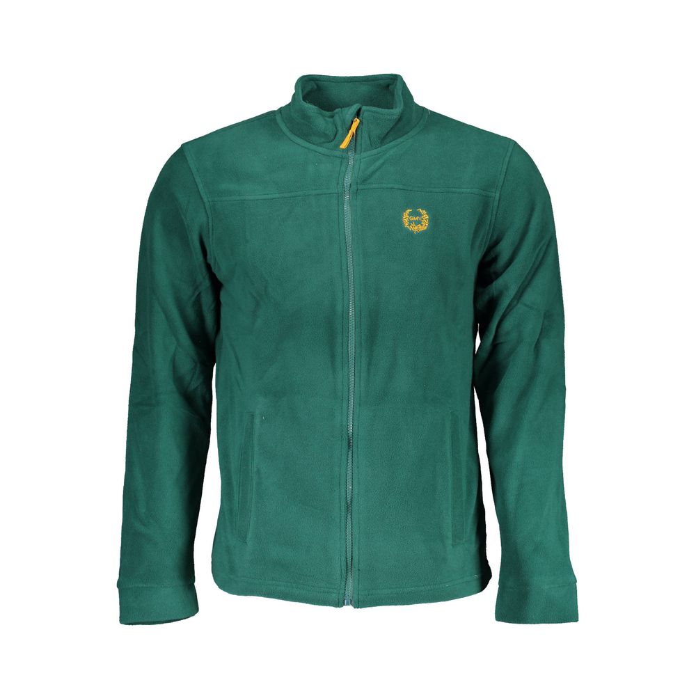 Gianmarco Venturi Green Polyester Sweatshirt with long sleeves, two pockets, zip closure, and embroidered logo.