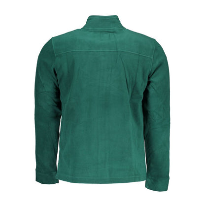 Gianmarco Venturi Green Polyester Sweatshirt with long sleeves, 2 pockets, zip, and embroidered logo, rear view.