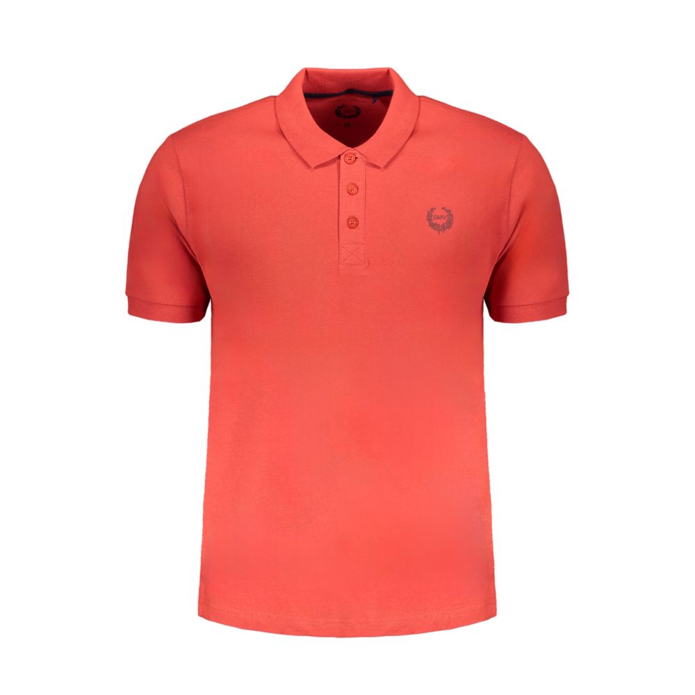 Gianmarco Venturi Red Cotton Polo Shirt with contrast embroidery, short sleeves, and logo, featuring 3 buttons.