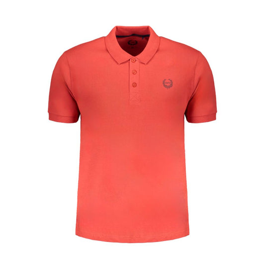 Gianmarco Venturi Red Cotton Polo Shirt with contrast embroidery, short sleeves, and logo, featuring 3 buttons.