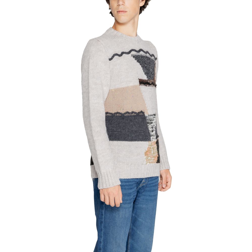 Gianni Lupo Beige Marabou Sweater for men, fall/winter knitwear, acrylic, alpaca, wool, and viscose blend, side view with casual fit
