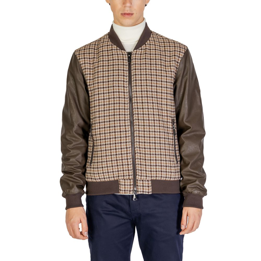 Gianni Lupo Brown Polyester Jackets & Coat - men's fall/winter jacket with 60% polyester and 40% wool composition.