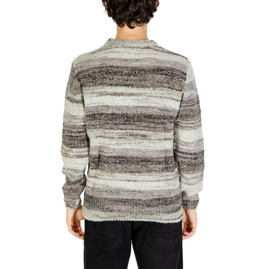Back view of Gianni Lupo Gray Polyacrylic Sweater, men's knitwear from the Fall/Winter collection, made of 70% polyacrylic and 30% wool.