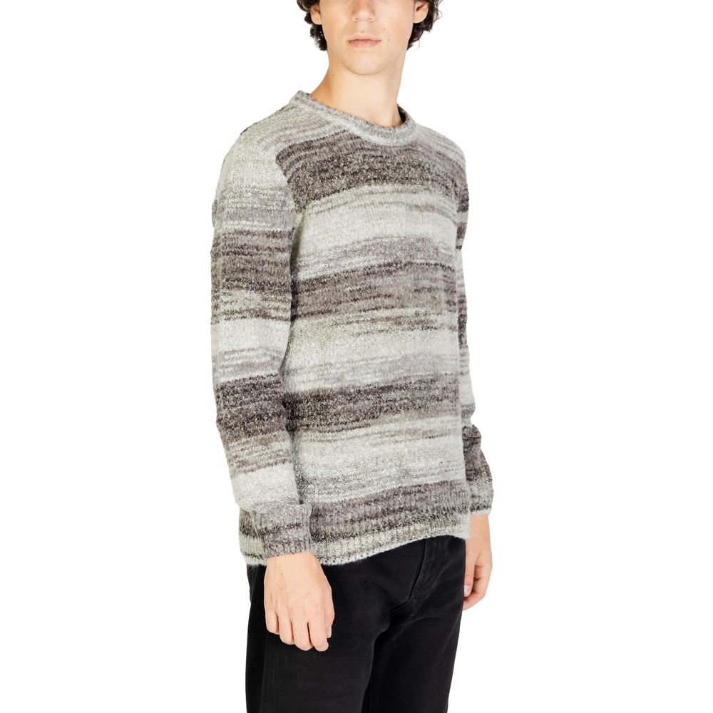 Gianni Lupo Gray Polyacrylic Sweater for men in fall/winter collection, featuring 70% polyacrylic and 30% wool composition.