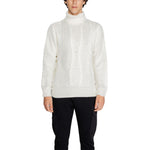 Gianni Lupo White Polyester Sweater, men's knitwear for fall/winter collection, 100% polyester, featuring a stylish turtleneck design.