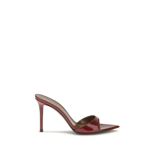 Giuseppe Zanotti Bordeaux Leather Stiletto Heel Sandals with a glossy finish and pointed open-toe design for sophisticated looks.