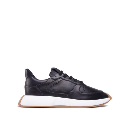 Giuseppe Zanotti Leather Sneakers for men with black calf leather and rubber sole, featuring back logo and front lace-up closure.