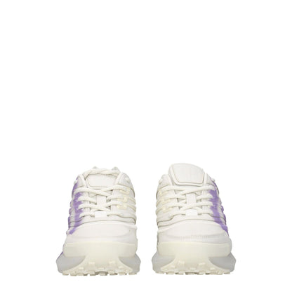 Front view of Givenchy Beige Leather Low Top Sneakers with lilac detail, round toe, and lace-up closure.