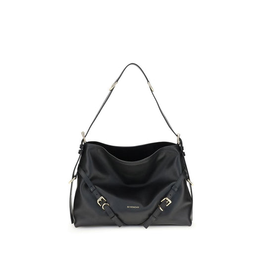 Givenchy Black Calf Leather Bos Taurus Shoulder Bag with gold-tone finish and adjustable strap