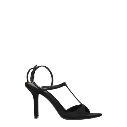 Alt Tag: Givenchy Black Satin Stiletto Heel Sandals with open toe, buckle closure, and leather sole, featuring a high 9.5 cm heel.