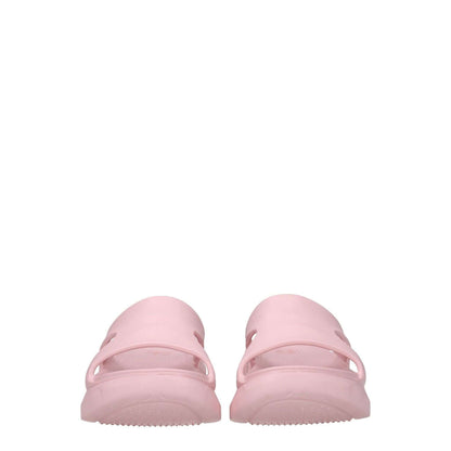 Givenchy Pink Cotton Slippers featuring open toe and mid heel, back logo, designed for casual style with rubber material, blush shade.