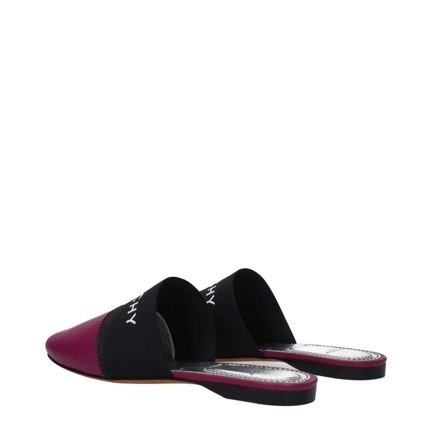 Givenchy Purple Leather Slippers with front logo, round toe, low and flat heel, leather sole, casual style, MPN BE2002E01H510.
