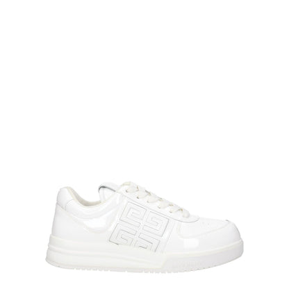 Givenchy White Leather Low Top Sneakers with logos, lace-up closure, and rubber sole, MPN BE0030E1QQ100, code F77223, casual style.
