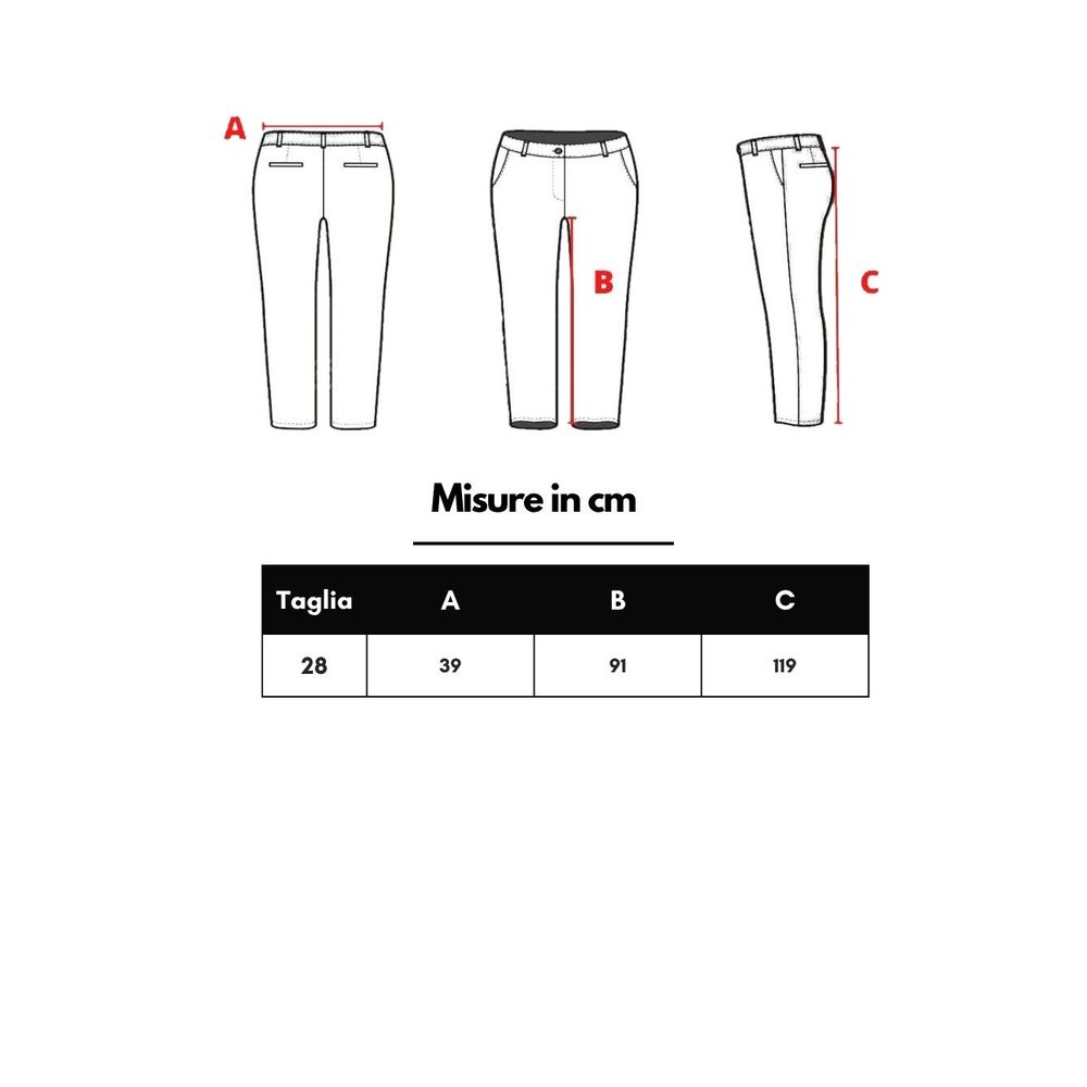 Size chart illustration for Gucci Black Cotton Jeans Denim with measurements in cm.