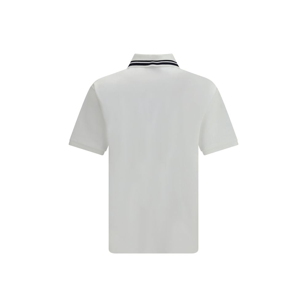 Back view of Gucci Cotton Polo Shirt, white with striped details, relaxed fit, made in Italy, featuring Gucci logo for AW25 season