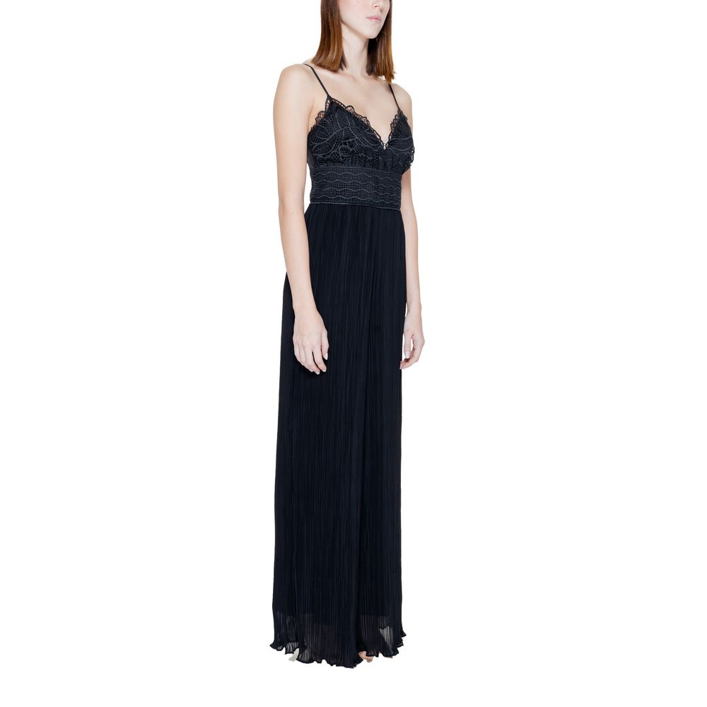 Guess Black Polyester Jumpsuit with lace details and pleated trousers for an elegant and contemporary look
