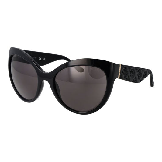 Guess Black Women Sunglass, full-rim cat eye style, black plastic frame with gradient lenses, includes branded case, 100% UVA & UVB protection.