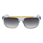 Guess Gray Men Sunglass with gunmetal frame, full-rim rectangle style, and brown gradient plastic lenses. Includes branded case.