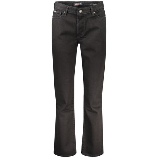 Guess Jeans Black Cotton Women's Jeans with mid-rise straight silhouette and classic five-pocket design.