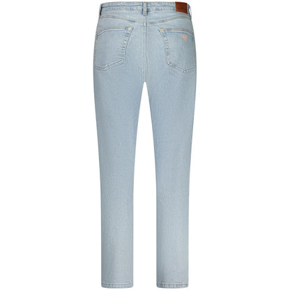 Back view of Guess Jeans Blue Cotton Women's Skinny Jean with five pockets and washed aesthetic.