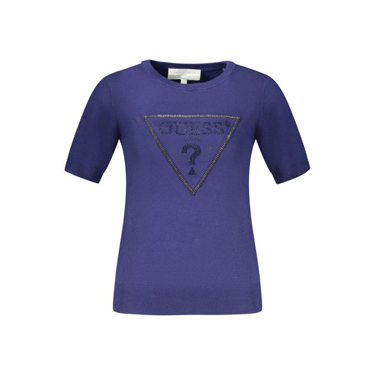 Guess Jeans Blue Viscose Women Sweater with rhinestone embellishments