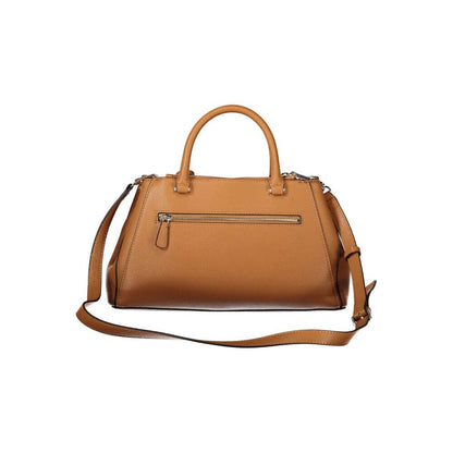Guess Jeans Brown Polyethylene Handbag with adjustable strap, 2 handles, external pockets, and contrasting details.