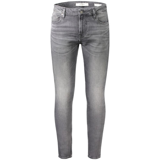 Guess Jeans Gray Cotton Men Jeans - CHRIS SUPER SKINNY stylish five-pocket design with button and zip closure.